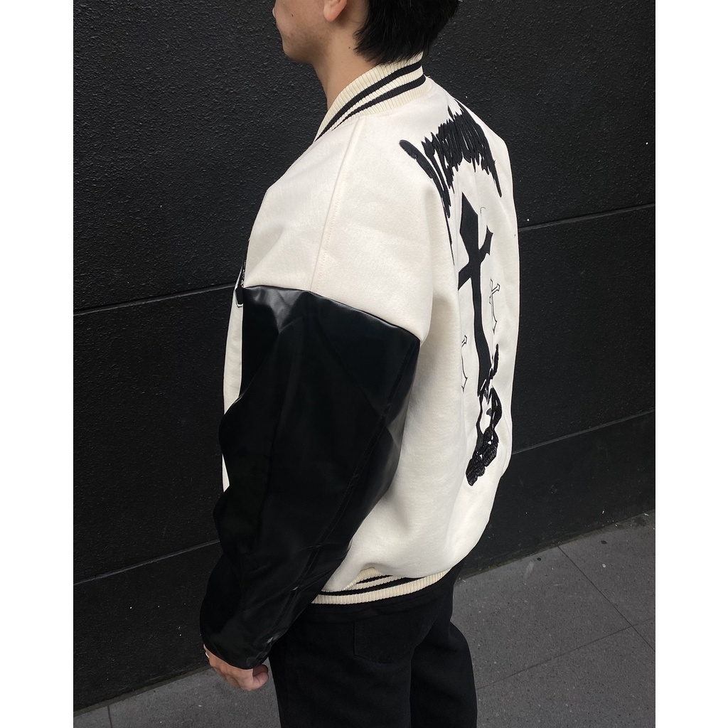 Áo khoác Bomber tay da , varsity jacket nam nữ chất dạ 2 lớp , áo khoác bóng chày local brand unisex - Gin Store