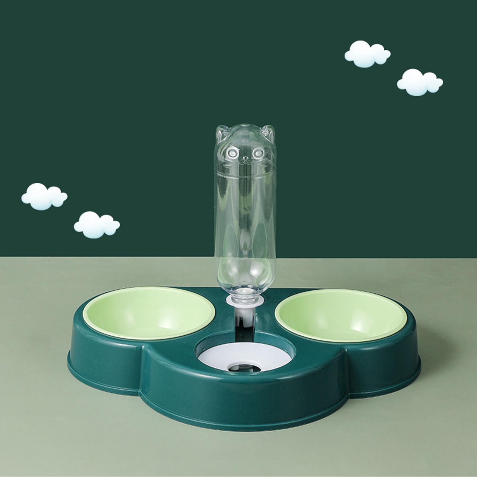 Portable Automatic Feeder Dual Bowl Feeder Bowl Dish Food Dispenser