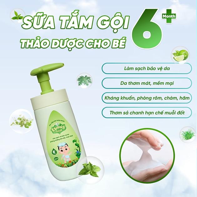 Sữa tắm gội thảo dược cho bé từ 6 tháng tuổi Elemis Gold 220ml