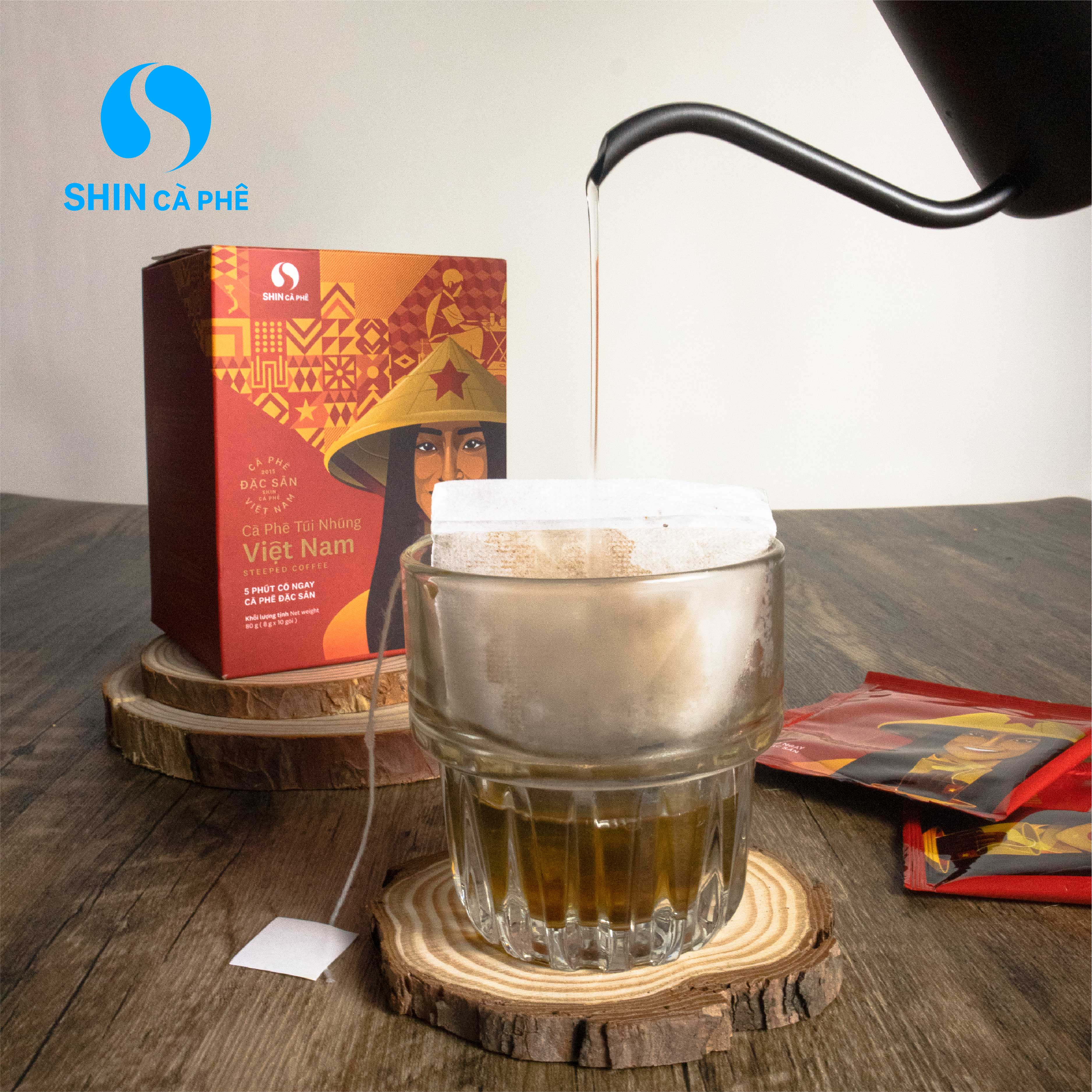 SHIN Cà Phê - Cà phê túi nhúng tiện lợi hộp 10 gói