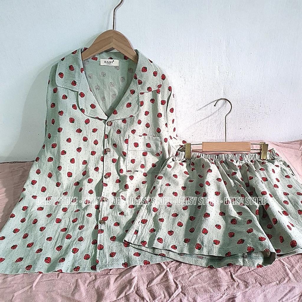 Pyjama đùi thô đũi dâu