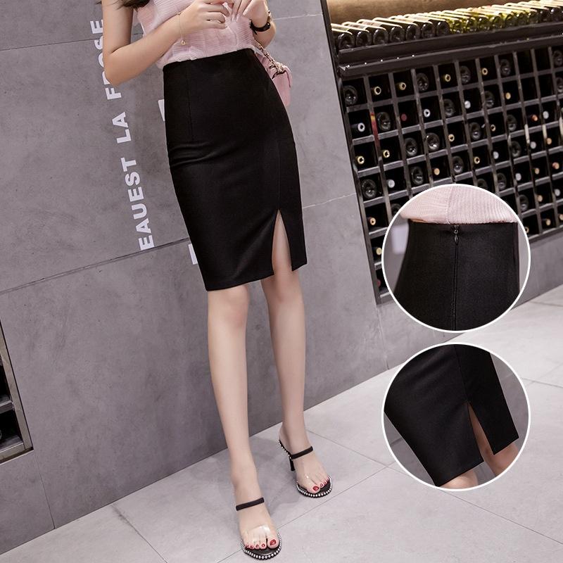 Chân Váy Công Sở Bút Chì Xẻ Tà Trước CHIPY Dài Tới Gối Lưng Thun Cạp Cao Màu Đen Chất Umi Cao Cấp Co Giãn 4 Chiều MCV006