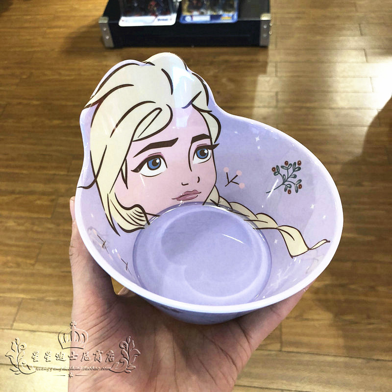 Chén ăn nhựa Melamine hình công chúa Elsa Frozen nổi 3D màu tím cho bé gái - 78VNDP2458 