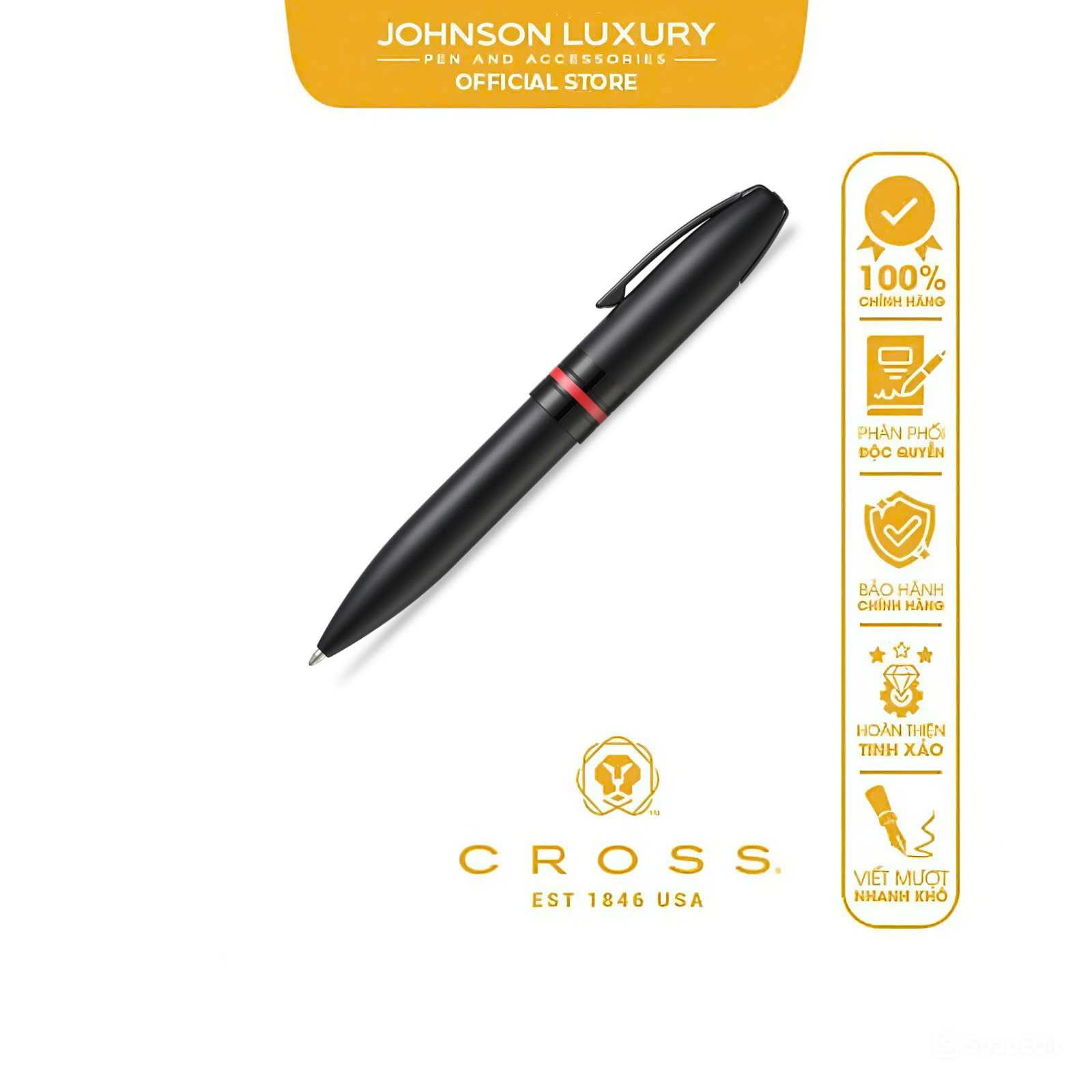 Bút bi khô sheaffer icon 9108-k đen nhám viền đen bóng