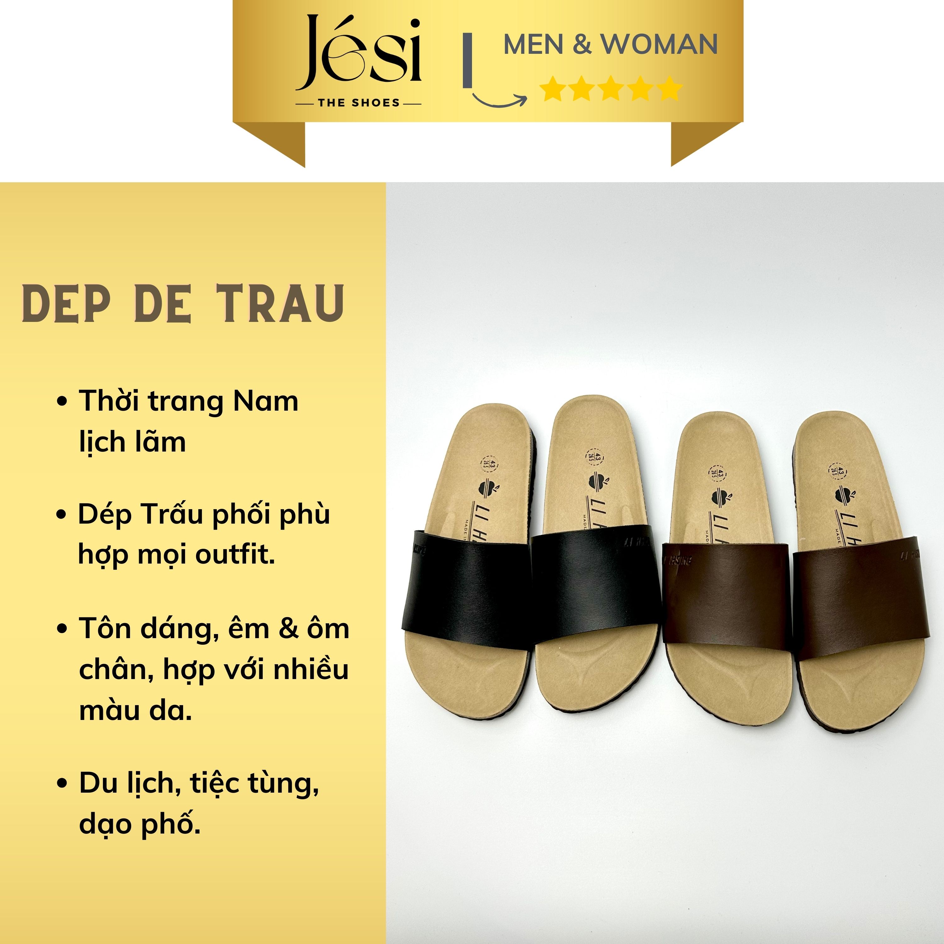 Dép Đế Trấu Quai Ngang Nam Thời Trang Jesi Dép Công Sở Thấm Hút Mồ Hôi Tốt Cao Cấp Lịch Lãm - DH0001