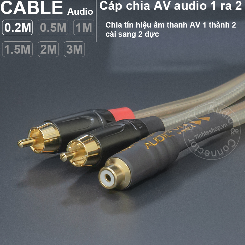 Dây chia jack AV 1 ra 2 cắm từ SUB sang loa DIY 0.2 đến 3 mét - 1 to 2 male AV splitter cable