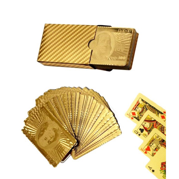 Bộ bài tây nhựa cứng cute mini đẹp mạ vàng , tú lơ khơ hình 100 euro mang nhiều tài lộc,may mắn