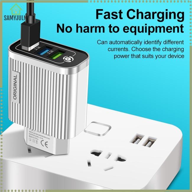 Củ Sạc Nhanh Famy Gồm 3 Cổng Usb 5V / 3A Có Đèn Led