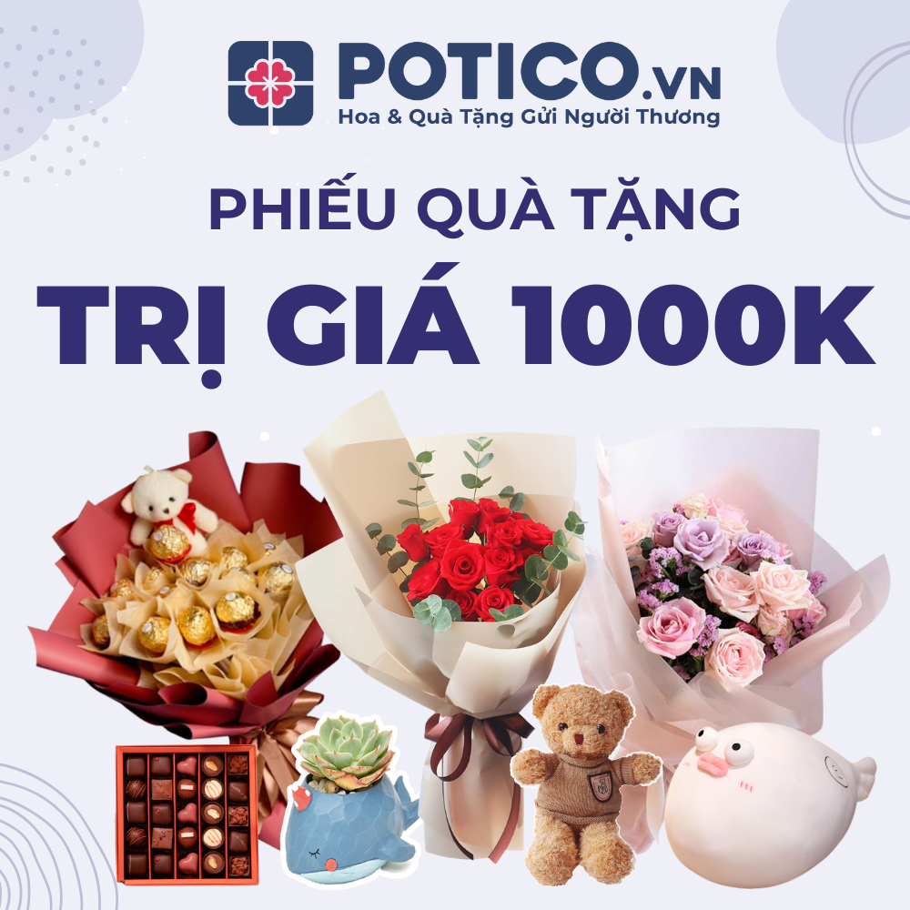 Hình ảnh Toàn quốc [E-Voucher] Phiếu quà tặng trị giá 1000k, áp dụng cho mọi sản phẩm tại web/app Potico.vn