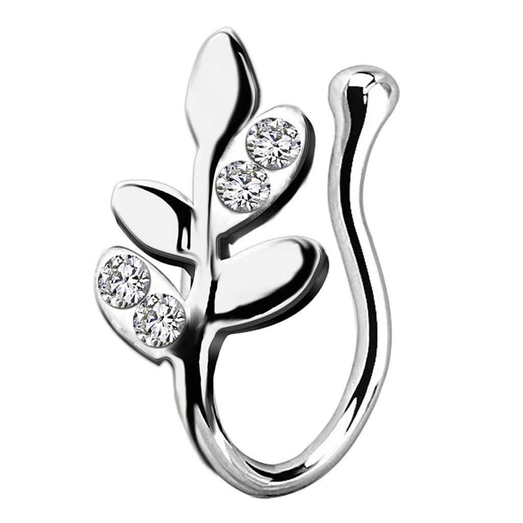 2 Pieces Crystal Fake Nose Rings 18G Hoop Non-Pierced Rose Gold Silver