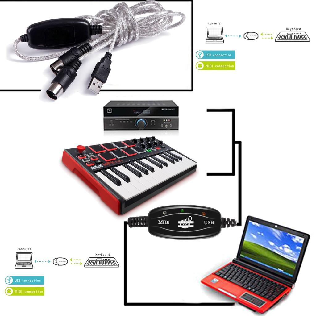 Dây cáp Midi to USB Cable cho Organ, Máy tính, Keyboard, Piano (kết nối truyền tín hiệu, âm thanh sang Computer )