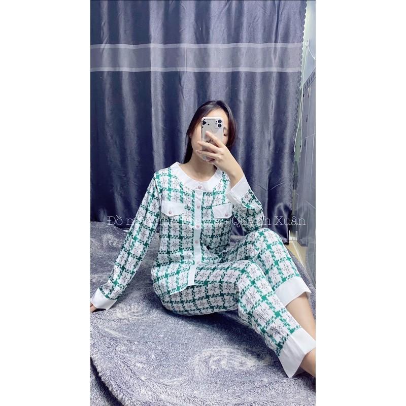 Đồ Mặc Nhà, Đồ Ngủ - TỔNG HỢP Những Mẫu Pijama Dài Tay Lụa LATIN Có Túi Xẻ Sâu