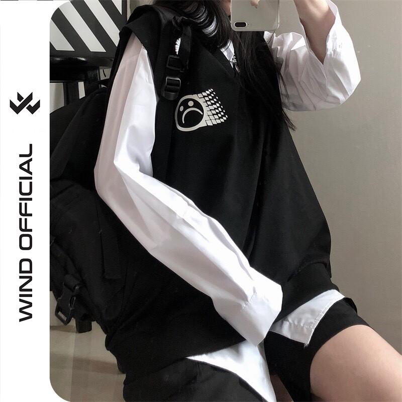 Áo gile unisex Wind form rộng Gile Mặt Buồn nam nữ oversize phong cách ulzzang