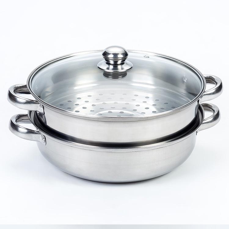 NỒI HẤP XỬNG 2 TẦNG INOX MẶT KÍNH NỒI HẤP BÁNH BAO MẶT KÍNH 28CM