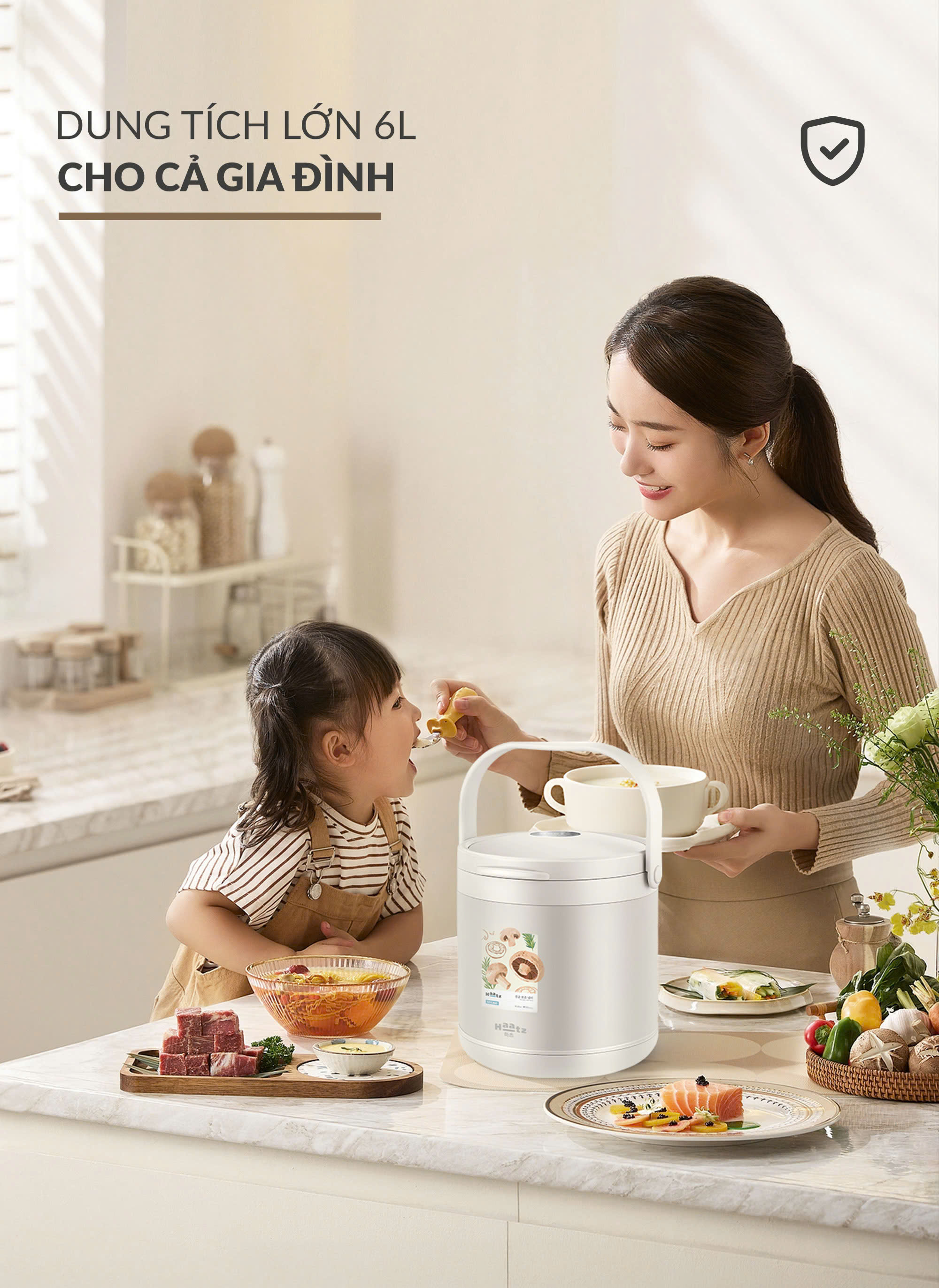 (Model New) Nồi Ủ Chân Không Haatz HTC800 Tiết Kiệm 85% Nhiên Liệu, Giữ Trọn Dinh Dưỡng, Hàng Chính Hãng