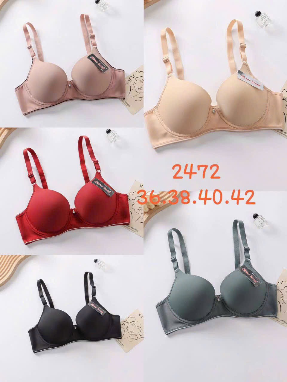 2472 - Áo lót nữ mỏng trơn big size cài sau 3 móc Sister Hood