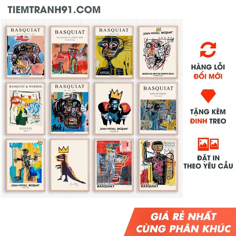 Tranh treo tường trang trí, TIỆM TRANH 91, tranh Jean Michel Basquiat đẹp lạ thường - Tặng kèm đinh treo tranh