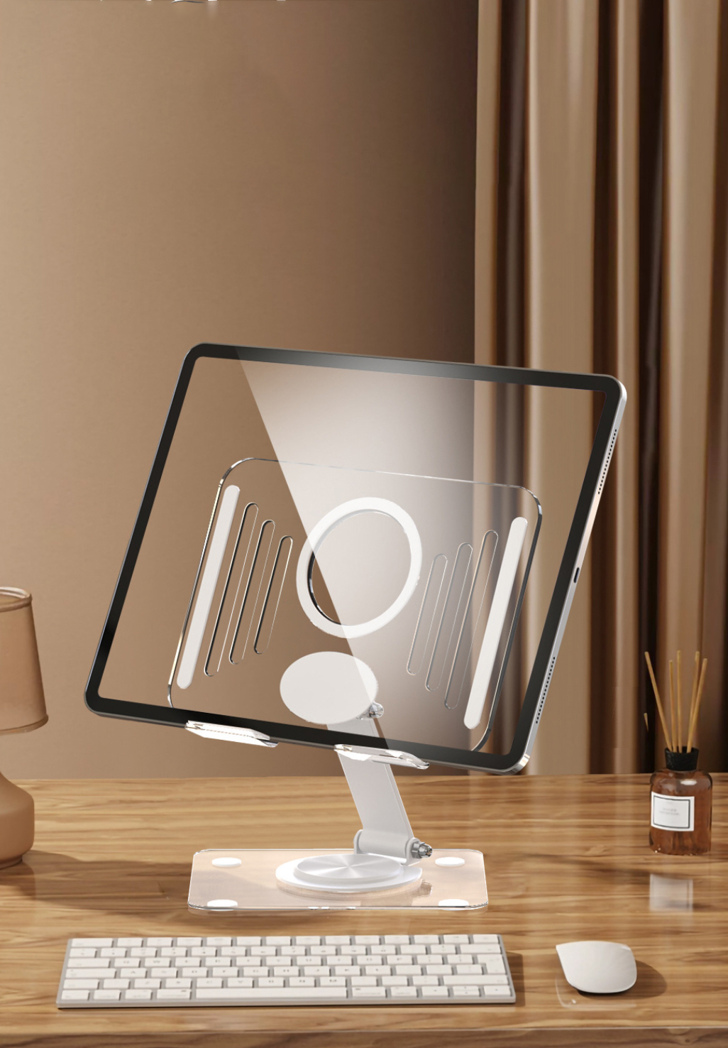 Kệ đỡ giá đỡ đế tản nhiệt cho ipad máy tính bảng hợp kim nhôm gấp gọn xoay 360 độ nhiều nấc độ cao - Hàng chính hãng