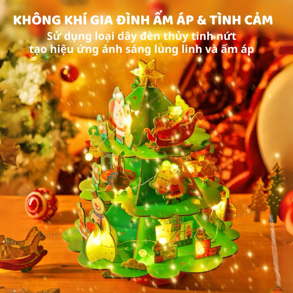 Đồ chơi lắp ghép Cây thông Noel kèm nhạc Giáng sinh - Mideer Christmas Rotating Music 3D Puzzle