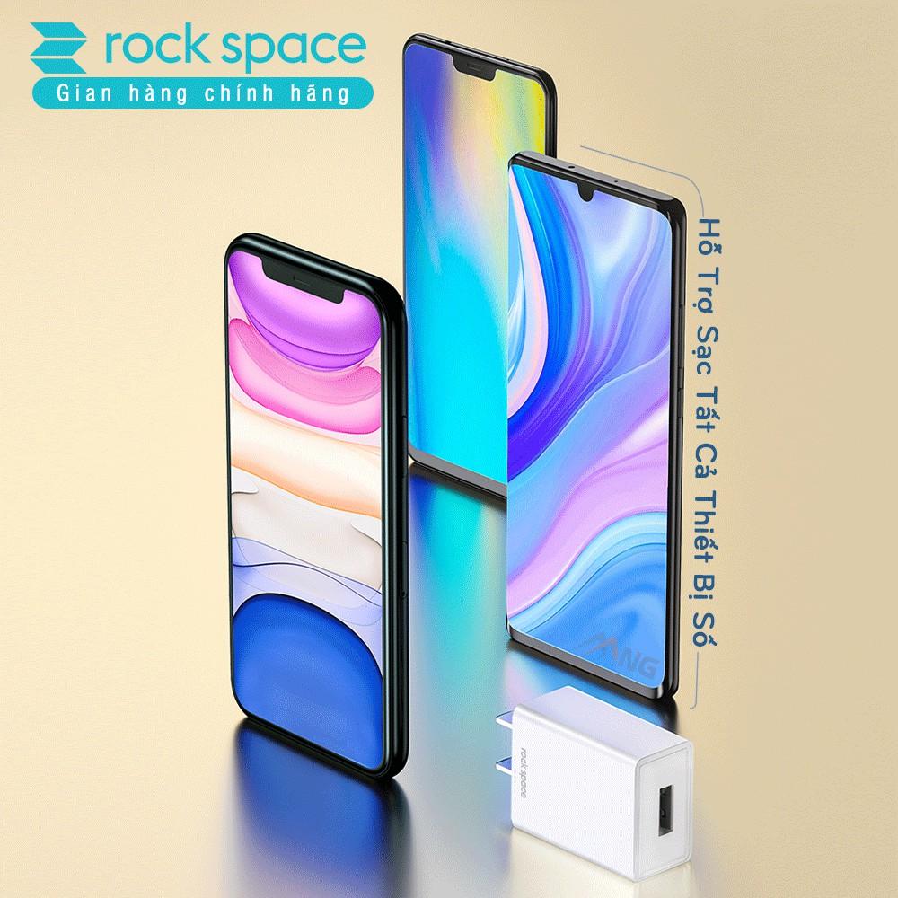 Củ Sạc Rockspace T6 plus 2A ,1 cổng dành cho Iphone ,1 cổng USB dành cho Samsung Huawei Vsmart Oppo iPad máy tính bảng - Hàng chính hãng