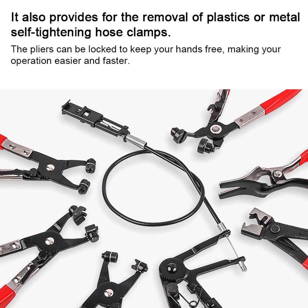 9Pcs Auto Hose Clamp RingPlier Set Flexible Wire Cable Type Joint Boot Clamps Swivel Jaw Tool Remover Oil Seal Screwdriver Car Repairing Tools Auto Hand Tool Set