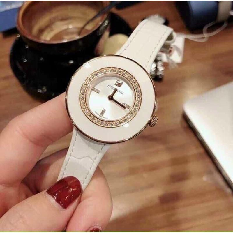 Đồng Hồ Nữ Swarovski dây da case 36mm