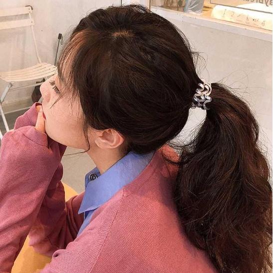 Dây buộc tóc xoắn màu pastel Hàn Quốc