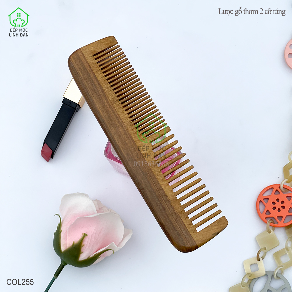 Lược Gỗ Thơm Ghép Răng Bằng Đầu 2 Loại Răng Tiện Dụng