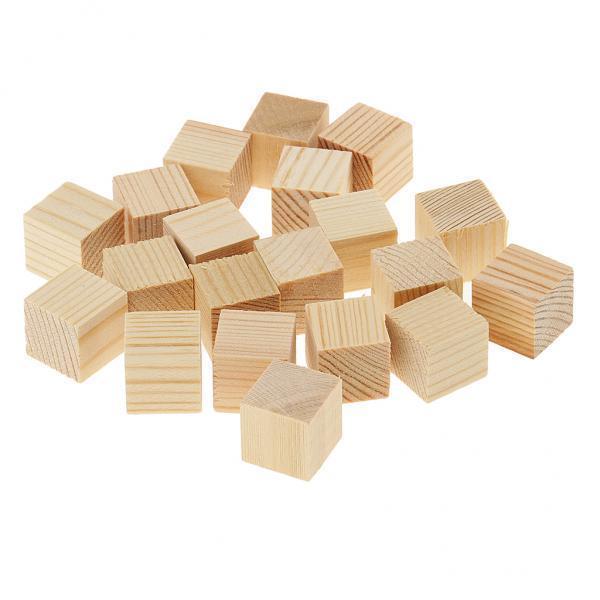 3-10pack Wood Cube Blocks Puzzle Unfinished Wooden Pieces for Crafts 15mm 20