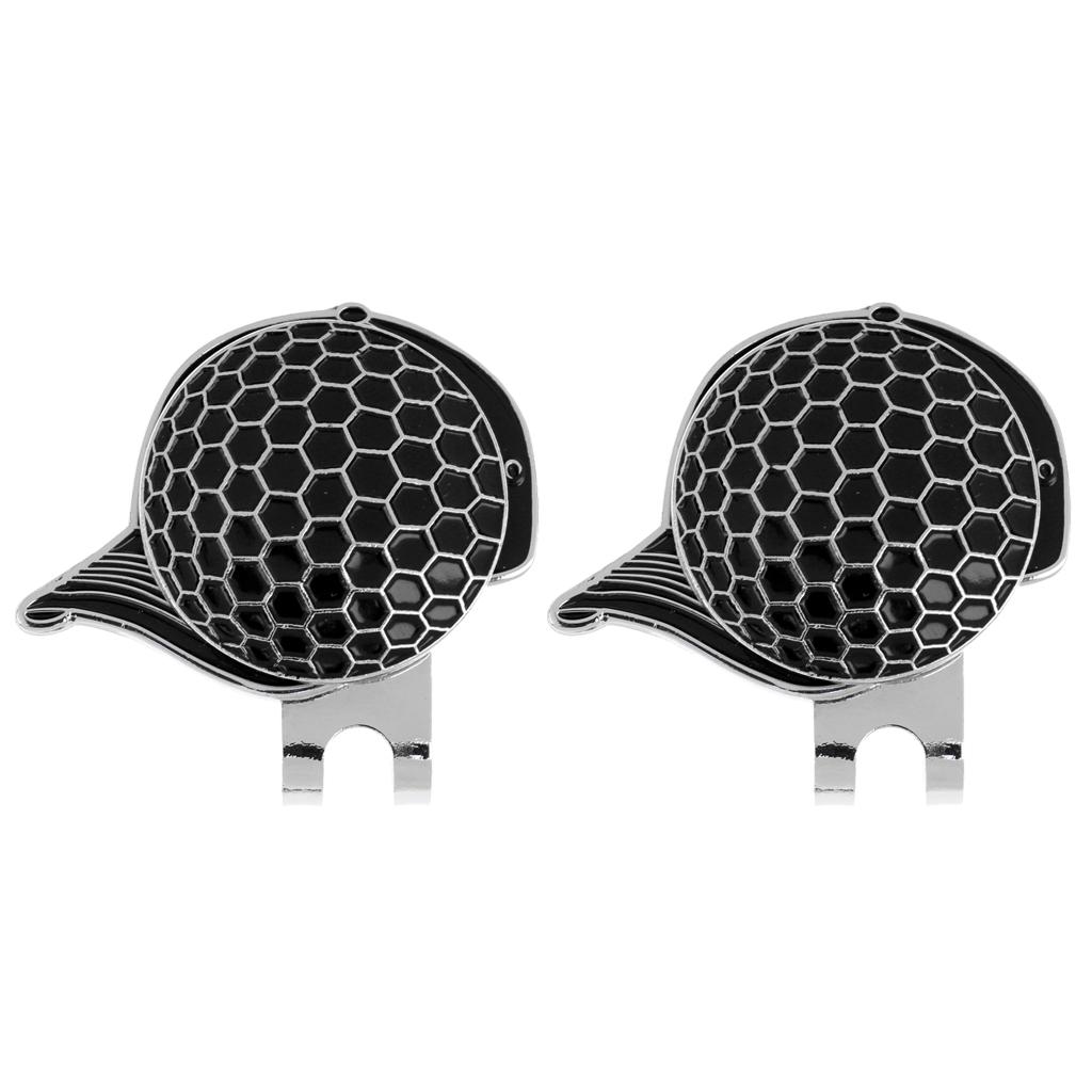 2 Sets of Fashion Cap Stainless Steel Golf Hat Clip Magnetic with Ball Marker