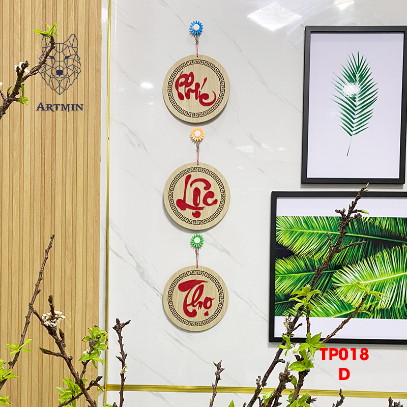 Chữ Phúc Lộc Thọ Thư Pháp - Bảng Gỗ Decor - Trang Trí Nhà Cửa - Tết