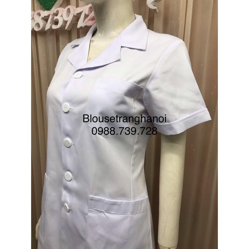 Áo blouse cộc tay thân ngắn, điều dưỡng, y tá - Blouse trắng Hà Nội