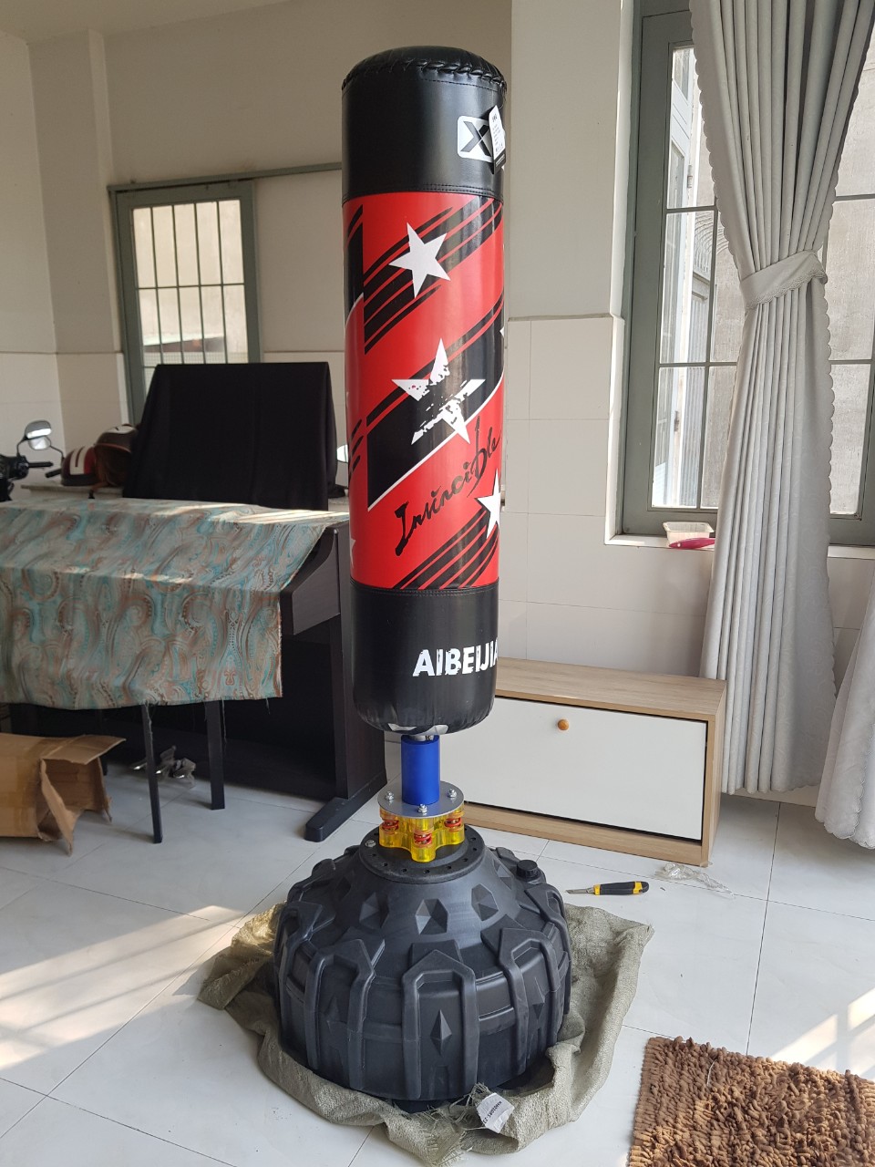 Bao cát đấm bốc boxing 4 lò xo cao 1m82 màu đỏ chính hãng KYTA SPORT FREESHIP Trụ đấm bốc boxing ufc chính hãng Kyta Sport, Bao cát đấm boxing mma dài 182cm-Ø28cm