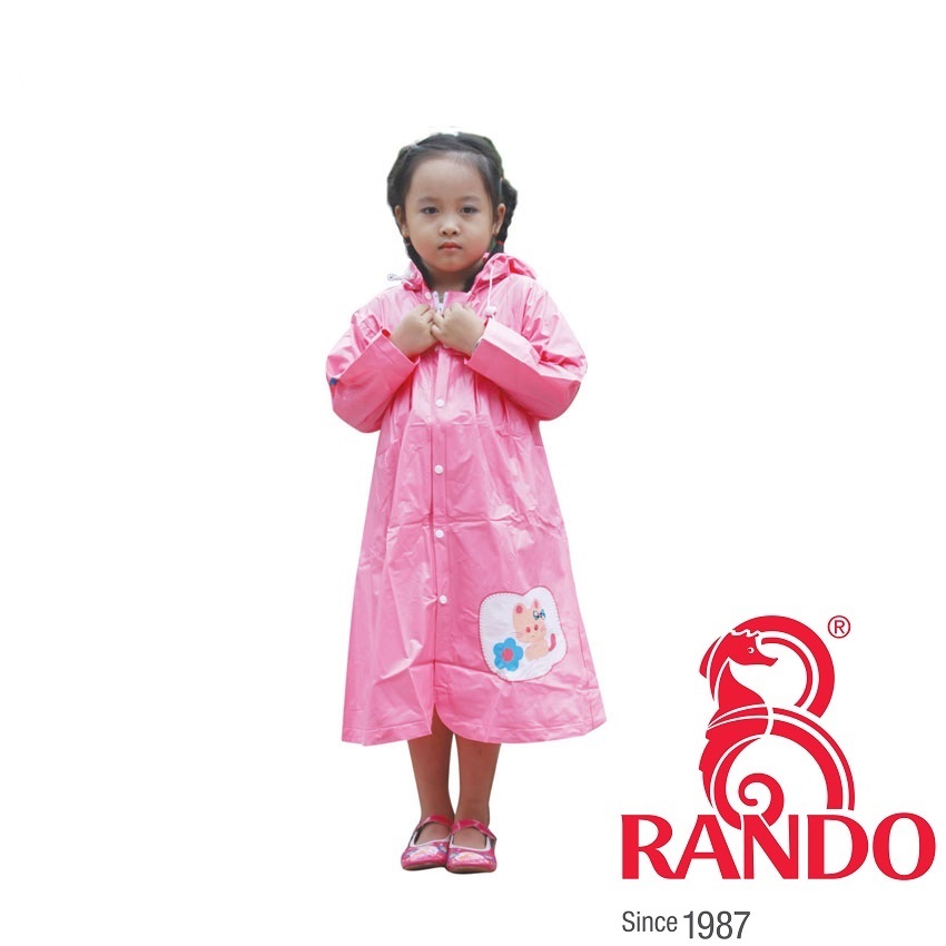 Áo mưa trẻ em Mèo con Rando CPPS-11 từ Size 1 đến Size 6 tương đương với chiều cao từ 80 cm đếm 160 cm