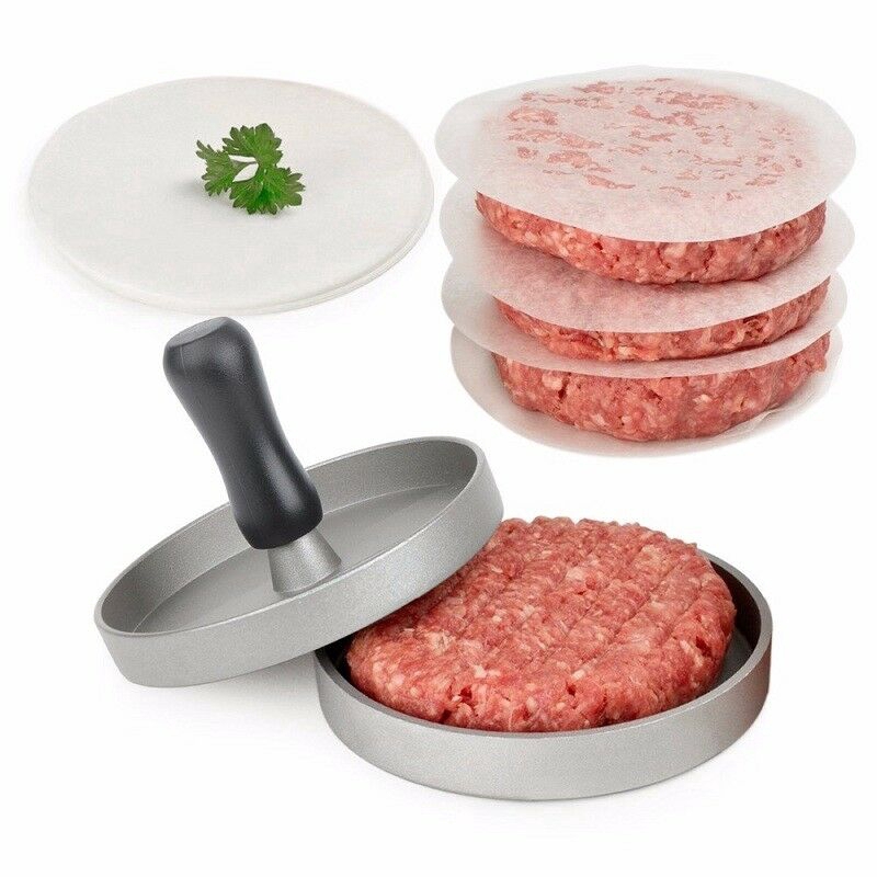 Khuôn nhôm tròn 12 cm tặng kèm 100 tờ giấy thấm dầu dùng ép thịt làm nhân bánh hamburger ép cơm, xôi..đa dụng PVN4789