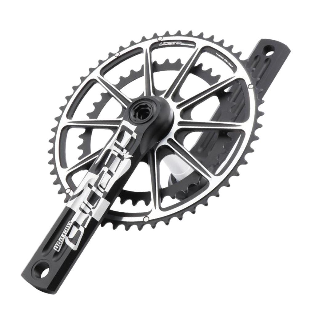 Lightweight 170mm Crankset, 130 BCD Mountain Road Bike Chainring 53-59T Round Chainwheel High Strength Crankarms