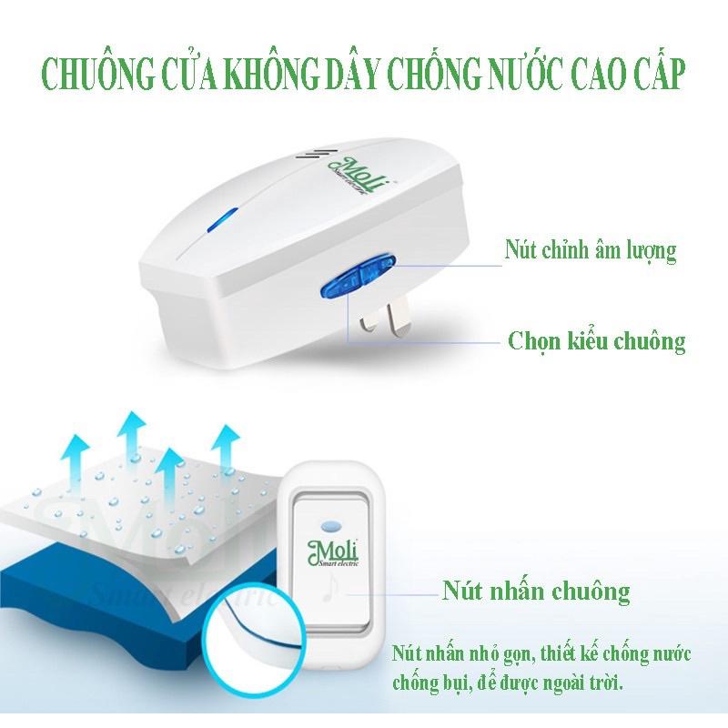 Bộ 1 chuông cửa không dây 2 nút bấm MOLI.