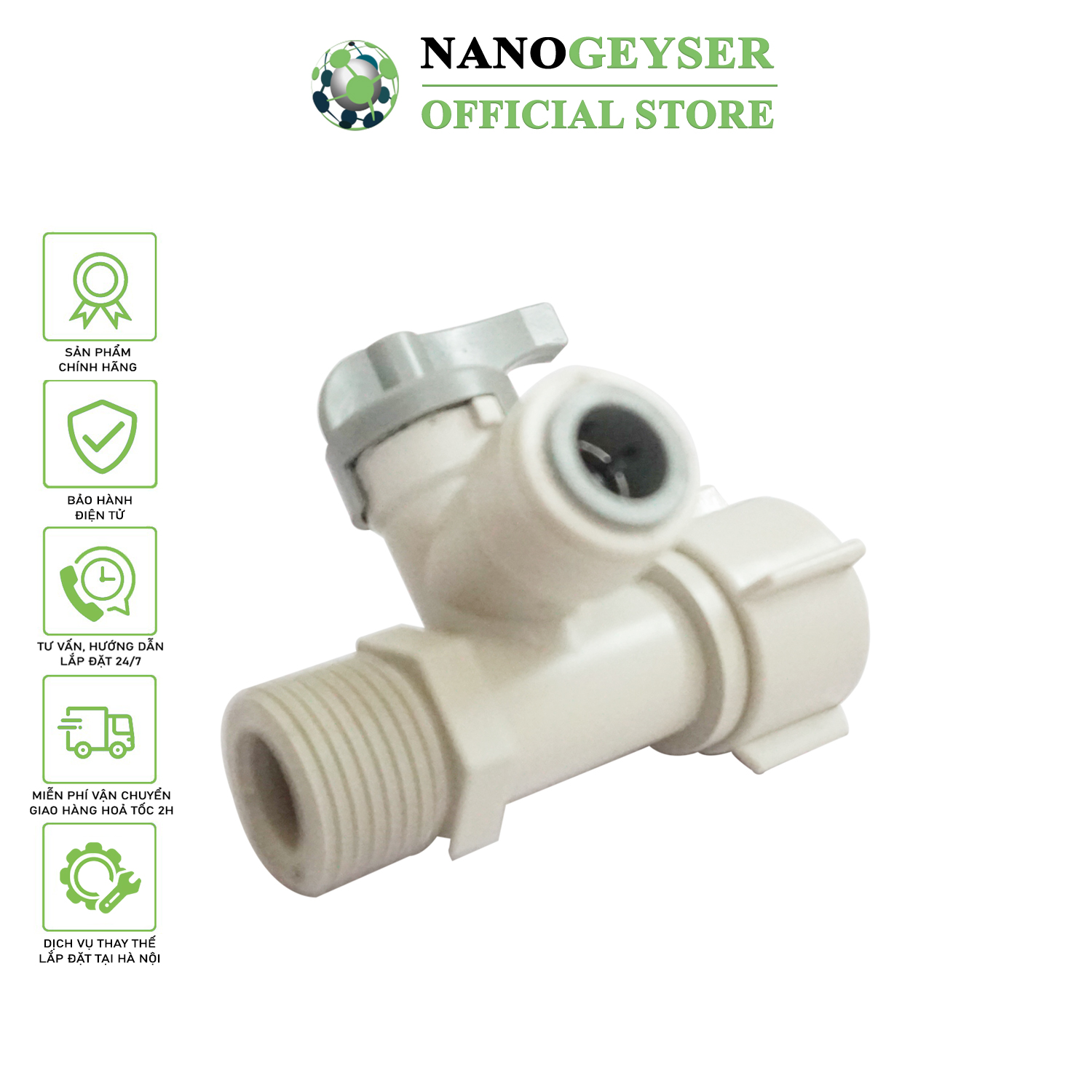 Khẩu khoá máy lọc nước Nano Geyser, Khoá chia nước, khoá nước đầu vào máy lọc nước - Hàng Chính Hãng