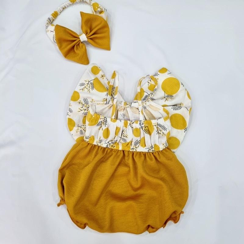 [3-12kg] Bodysuit Nơ To Chất Đũi Xốp Cho Bé Gái Sơ Sinh, Đầy Tháng, Thôi Nôi, Sinh Nhật A473