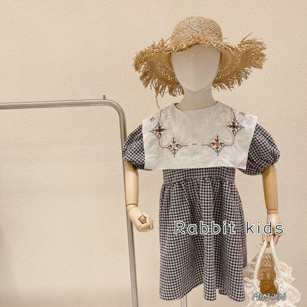 ĐẦM CARO CỔ TRẮNG THÊU - CP KID
