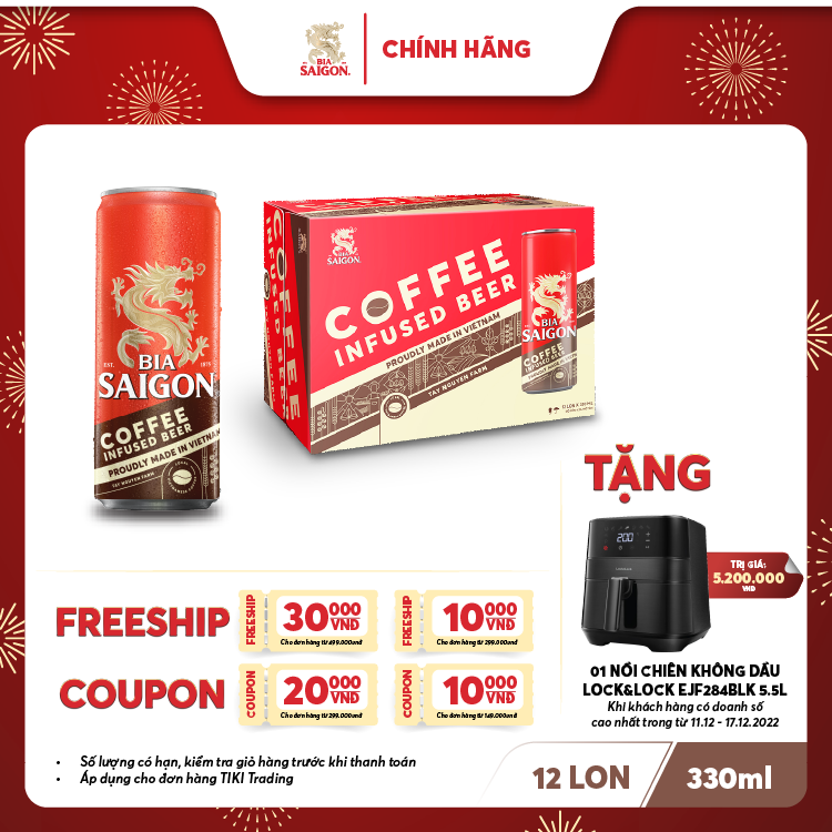 Thùng 12 lon Bia Saigon Coffee Infused 330ml