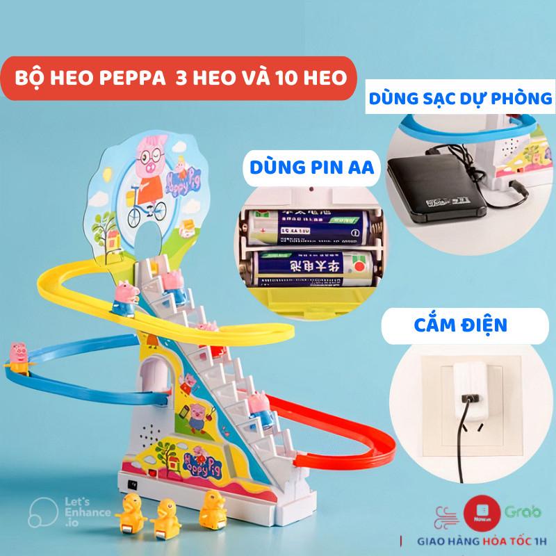 Đồ chơi cầu trượt heo Peppa, Happy Pig size lớn leo cầu thang có nhạc và đèn(bộ nhiều heo)