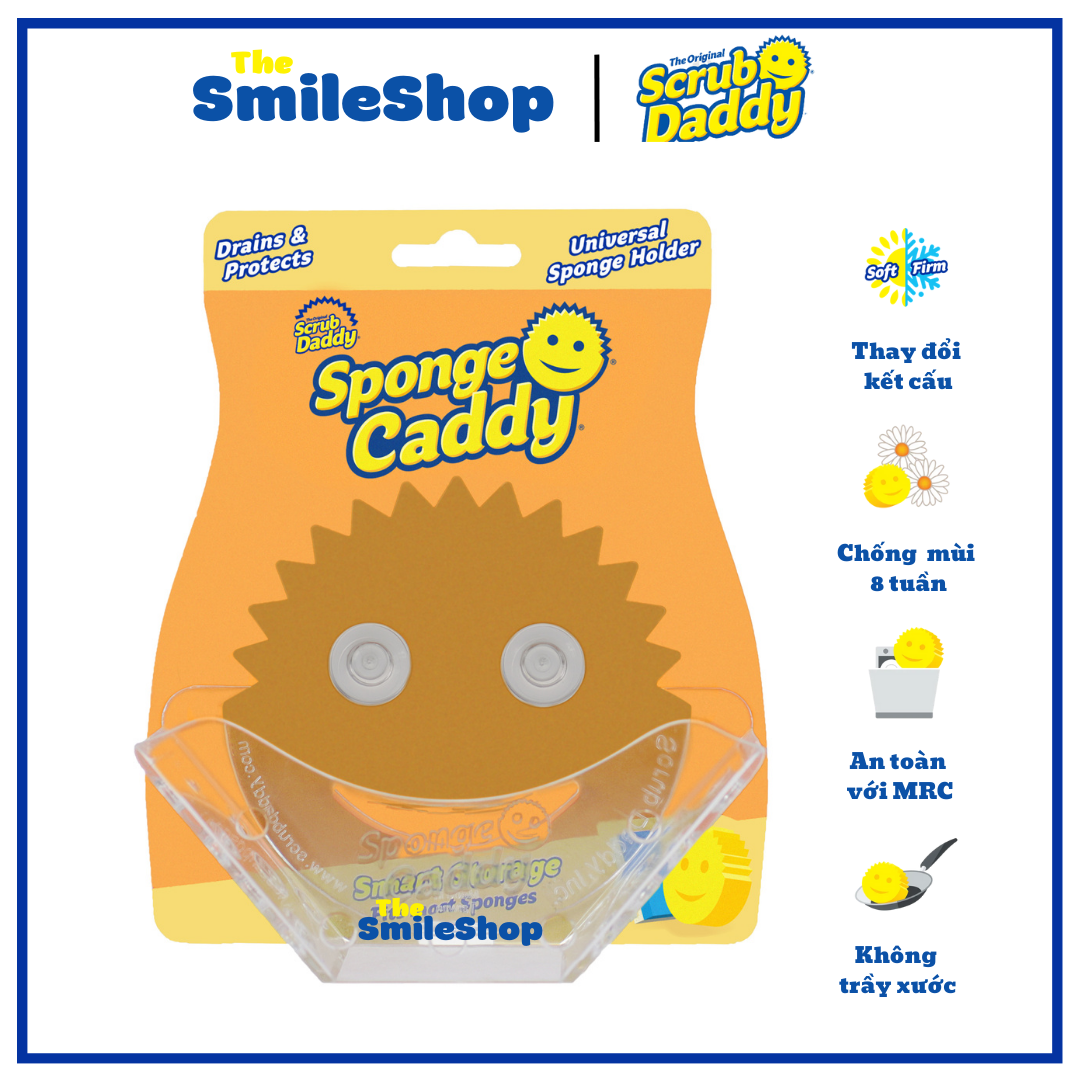 Giá đỡ miếng rửa chén Scrub Daddy Sponge Caddy 1 cái của Mỹ phù hợp mọi loại miếng rửa chén, bọt biển rửa chén