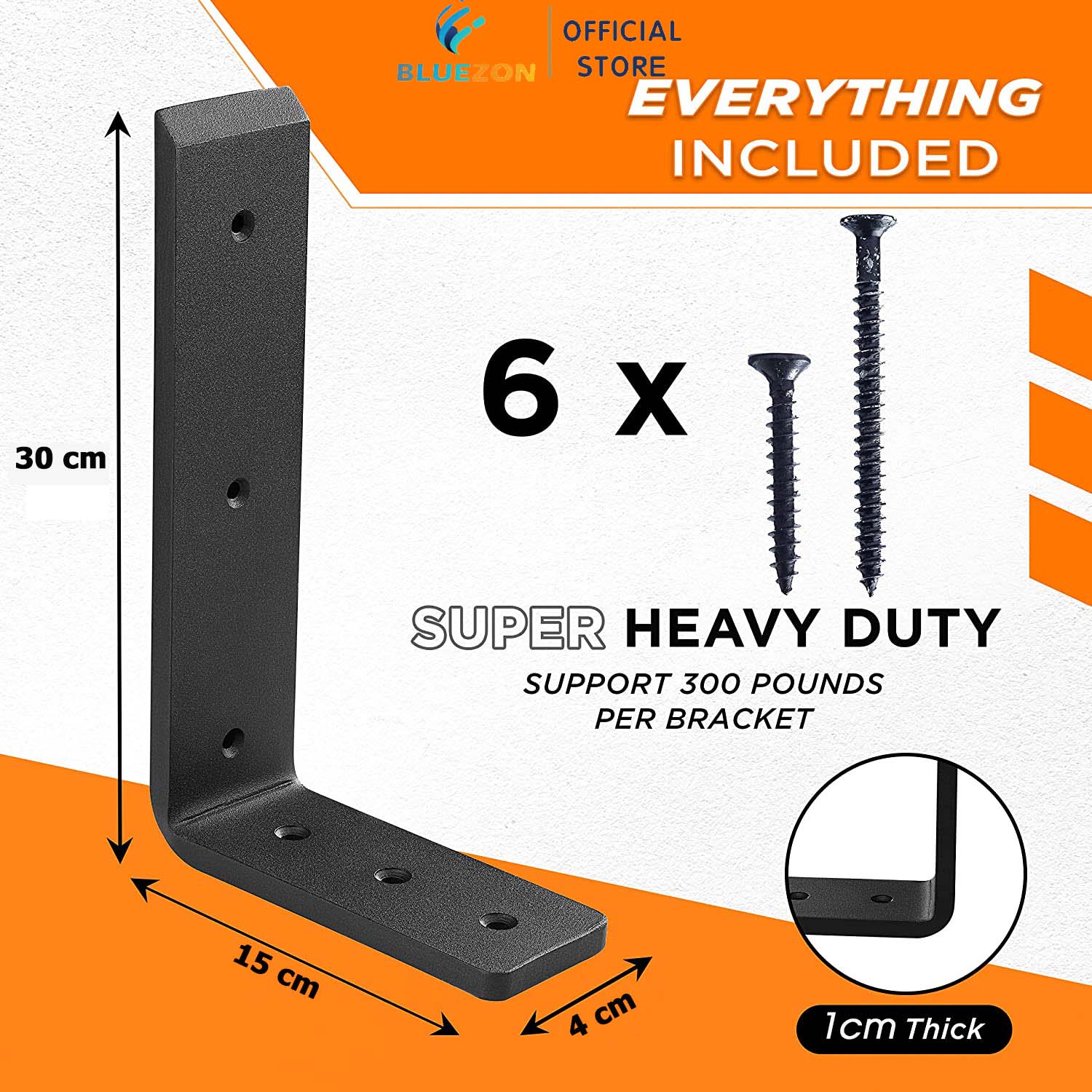 Bộ 2 chân đế chữ L hỗ trợ mặt bàn, ke chữ L dày 1cm treo tường bằng thép đặc phủ sơn tĩnh điện