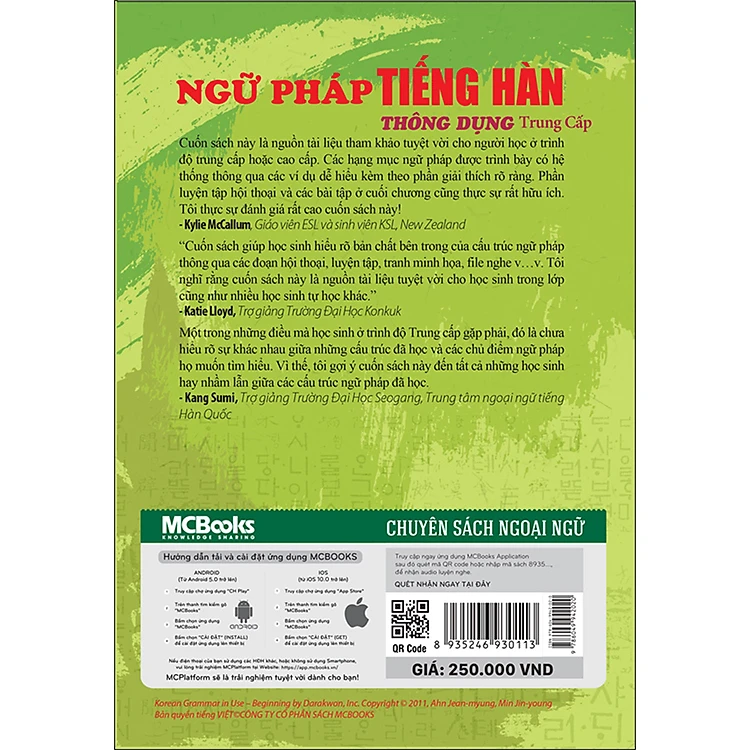 Sách Ngữ Pháp Tiếng Hàn Thông Dụng - Trung Cấp (Tặng Kèm Bộ Bookmark)