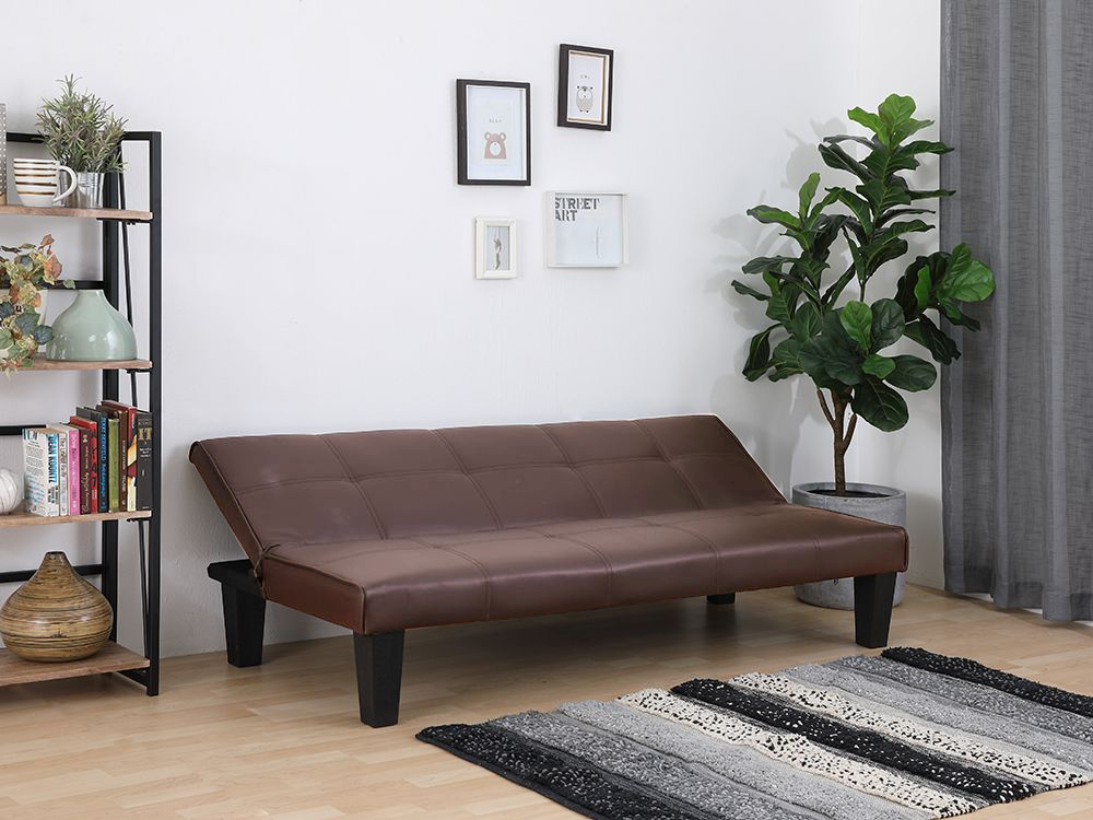 Ghế sofa giường đa năng DAY DREAM khung gỗ, đệm bọc da PVC cao cấp màu nâu, tựa lưng ngả 3 cấp độ | Index Living Mall -  Phân phối độc quyền tại Việt Nam