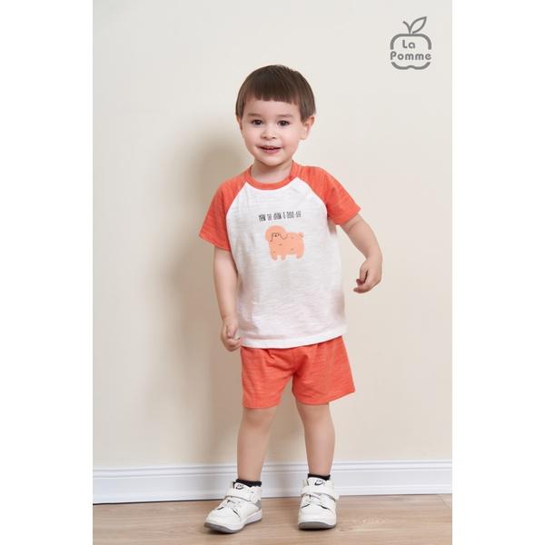 Bộ đồ cộc tay La Pomme Raglan cún nhỏ - Xanh rêu