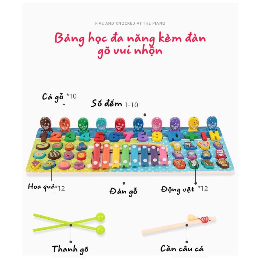 Bộ đồ chơi bằng gỗ 5in 1 kèm đàn ,6in 1 tiếng anh ,6in 1 tiếng việt,7in 1 Bảng học chữ ,số đếm, câu cá giải trí cho bé