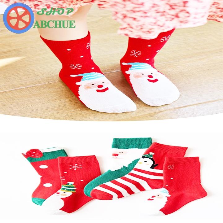 Tất Vớ Trẻ Em Minliu Cho Bé Từ 1 – 12 Tuổi chủ đề NOEL Chất Cotton Set 5 Đôi