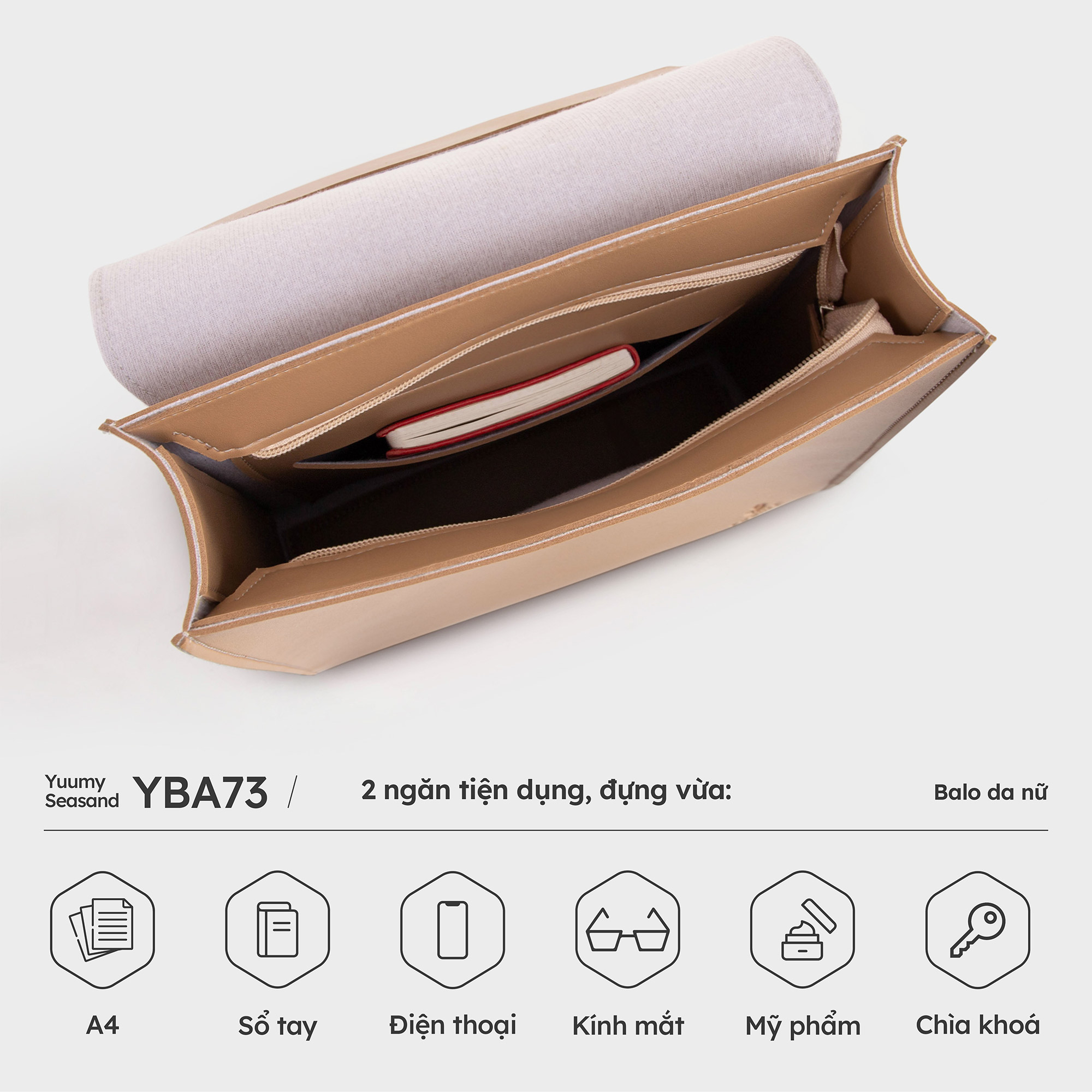 Balo Yuumy ( Thời trang nữ phối nắp gập thời trang cỡ lớn - Balo da Seasand YBA73 )